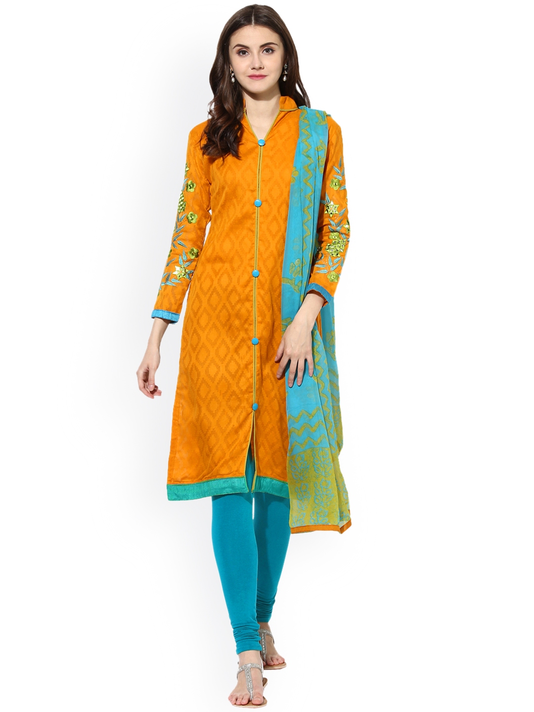 myntra unstitched churidar materials