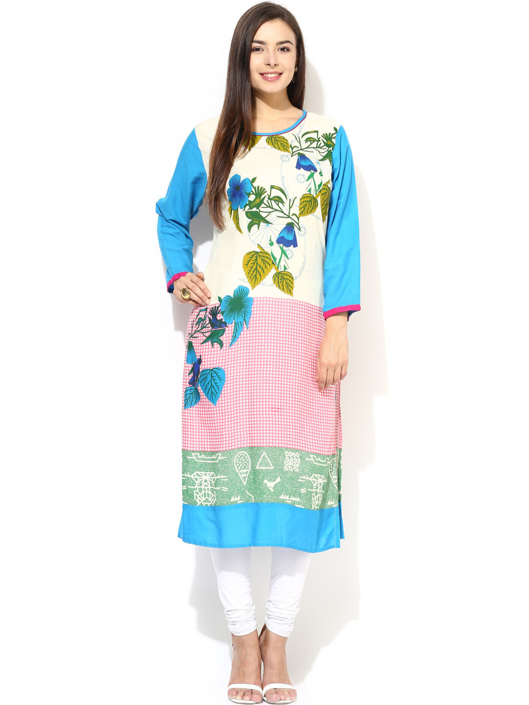 aks floral print anarkali kurta