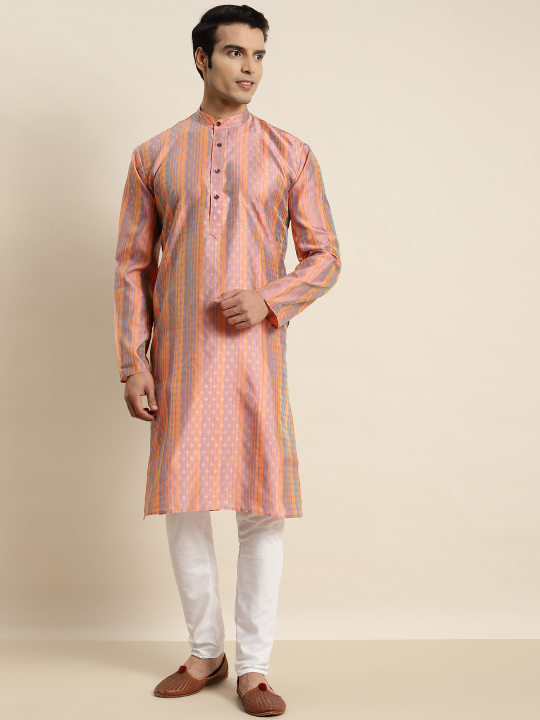 Peach Kurta Jacquard Trouser main image 0