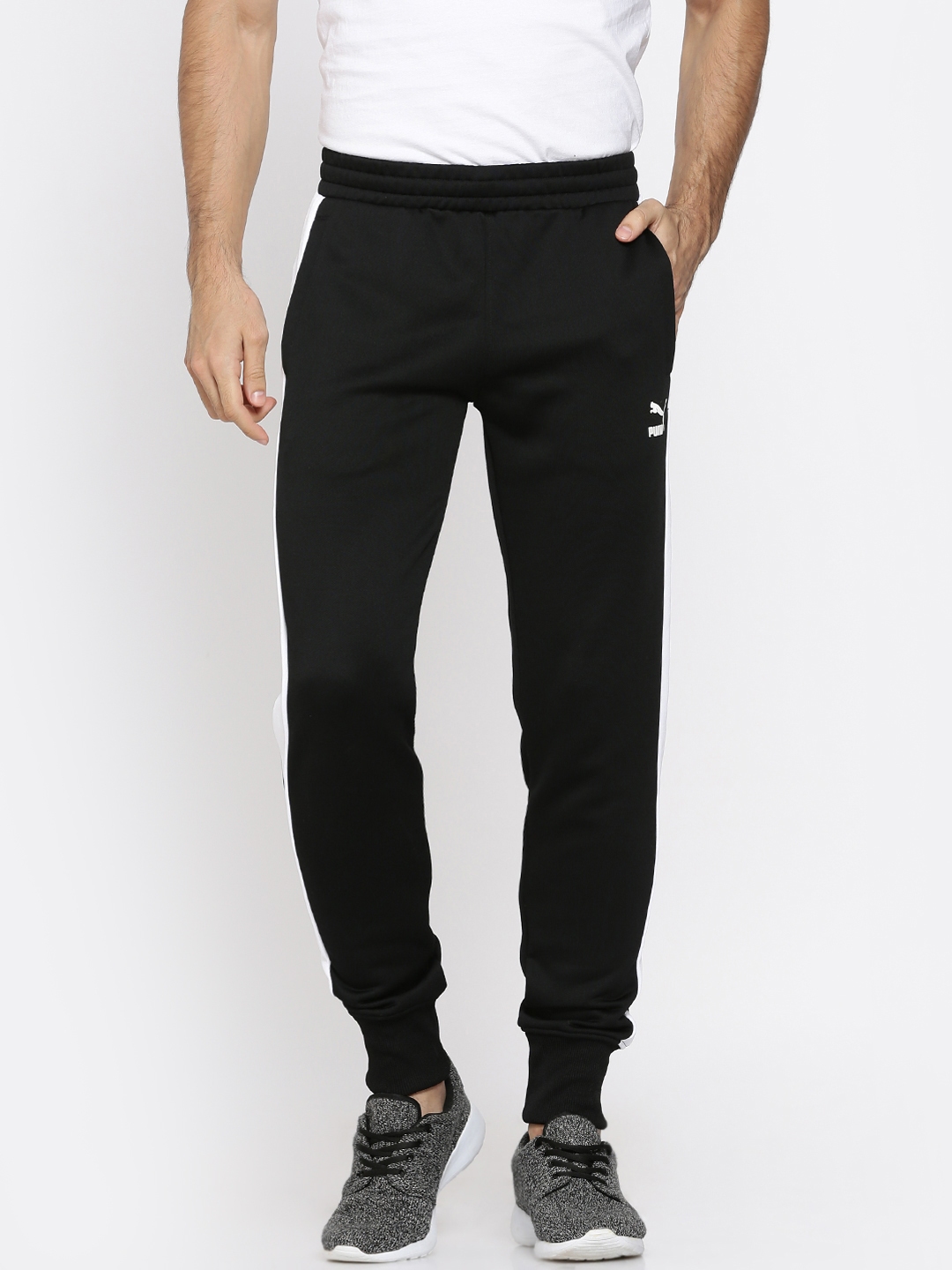 puma t7 joggers in black
