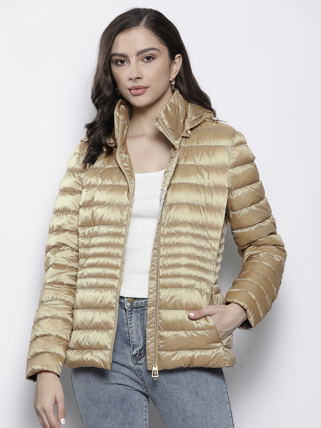 Buy Geox Women Beige Lightweight Puffer Jacket Jackets for Women