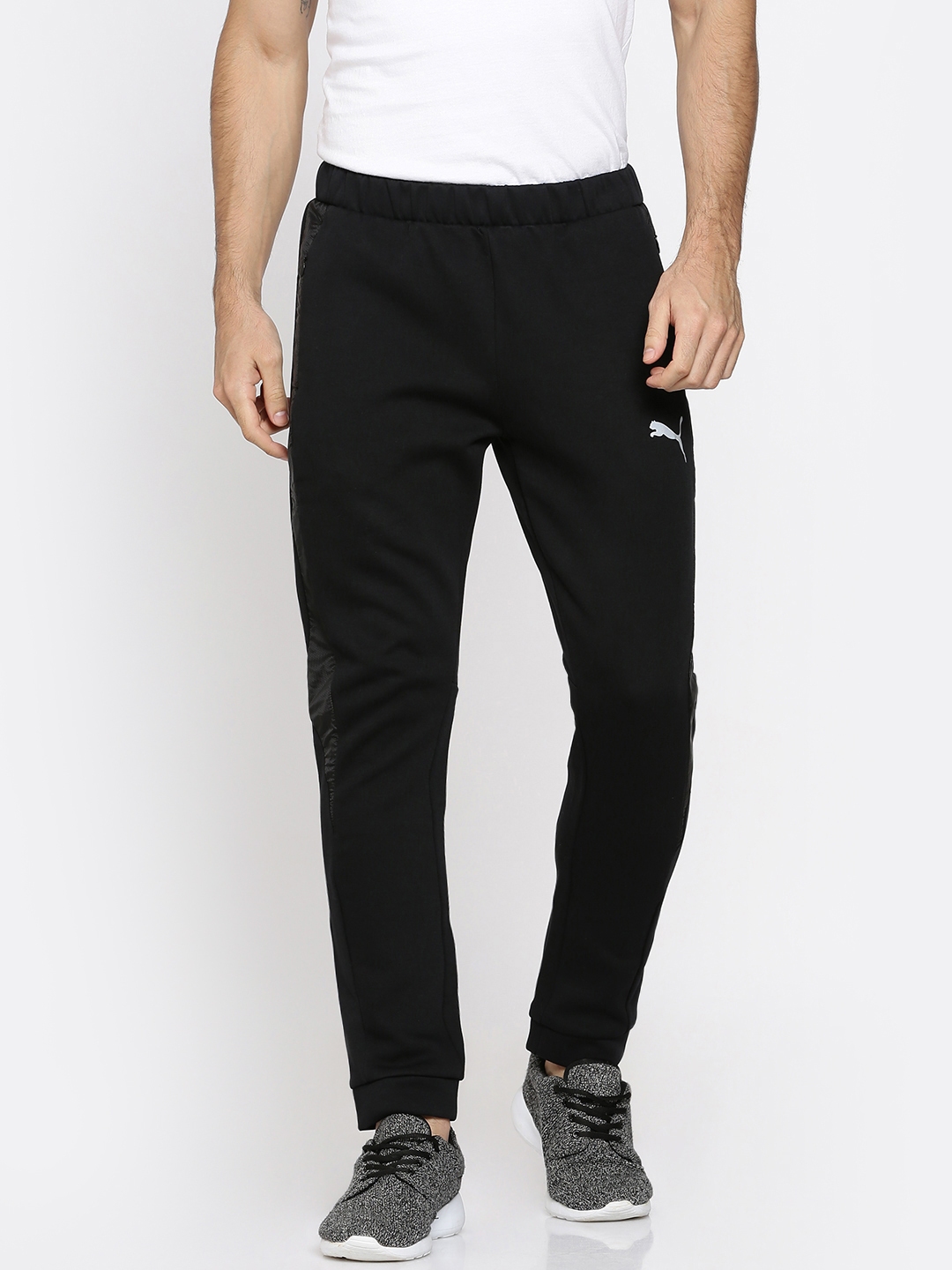 puma track pants black and white