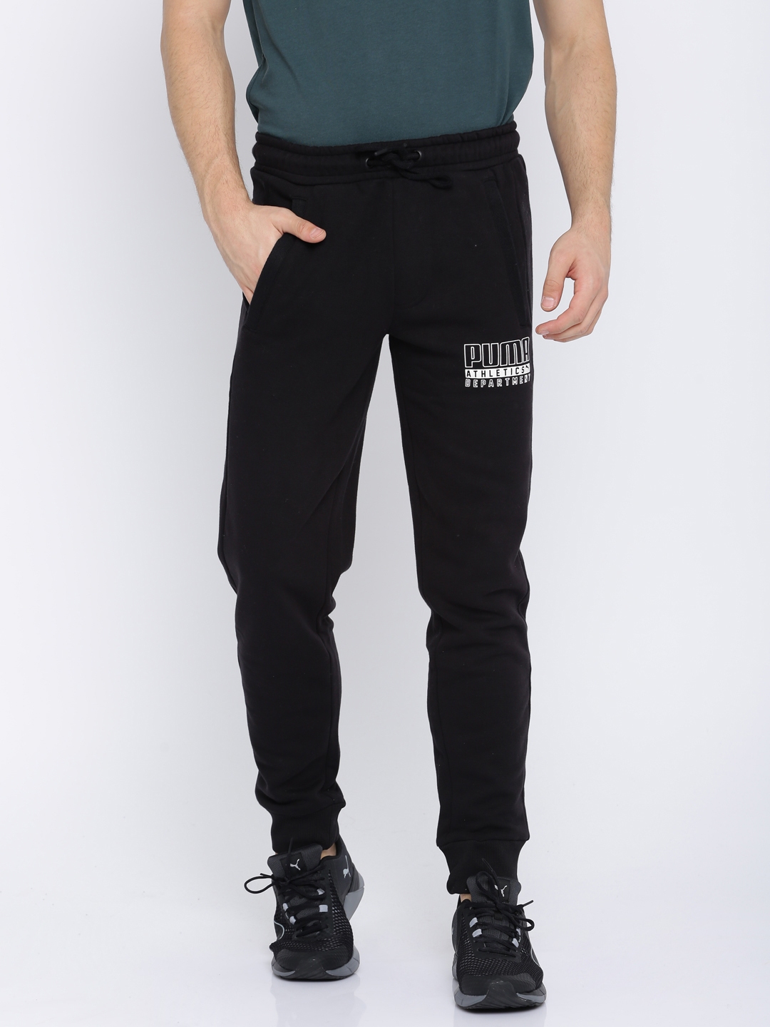 puma black joggers men