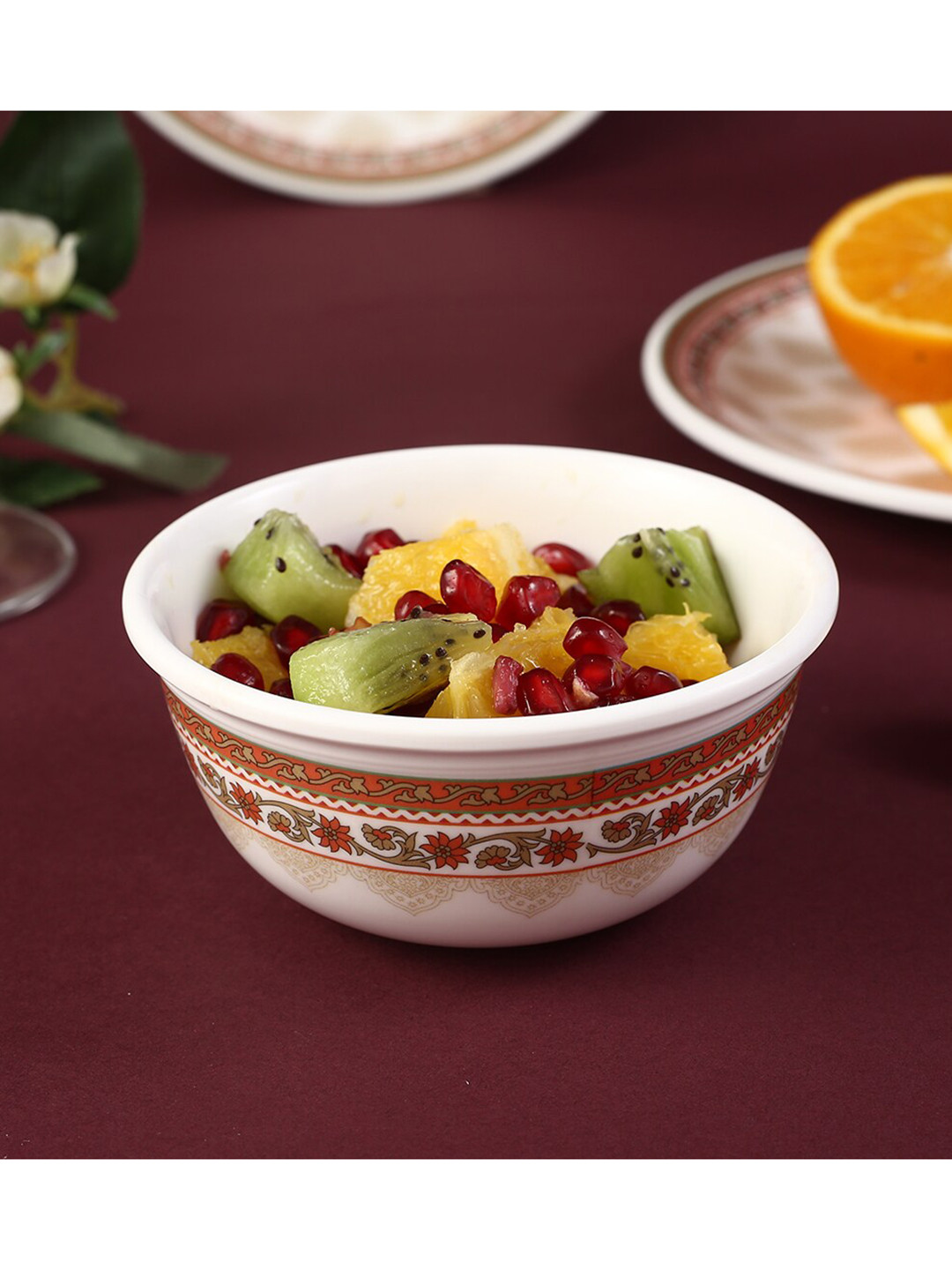 Buy Wonderchef White & Red Set Of 6 Floral Printed Dishwasher Safe