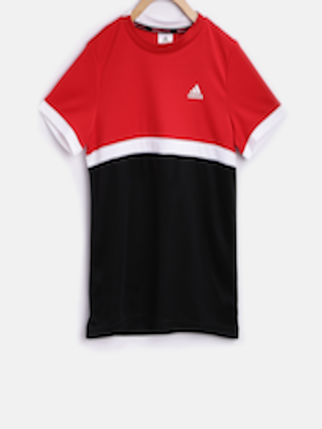 Buy ADIDAS Boys Red & Black Colourblocked Round Neck T Shirt - Tshirts ...