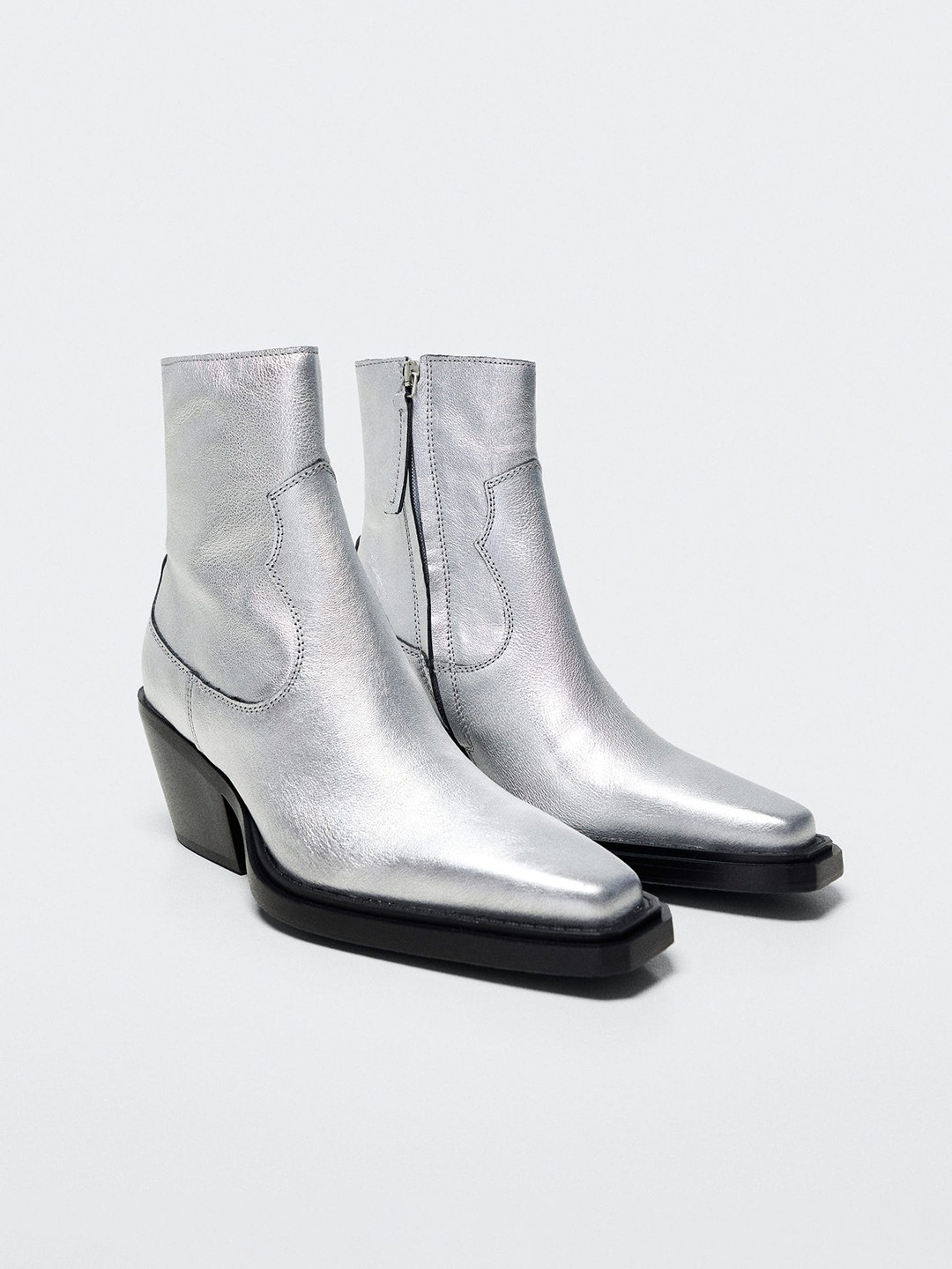 Buy MANGO Silver Toned Mid Top Sustainable Regular Boots Boots for