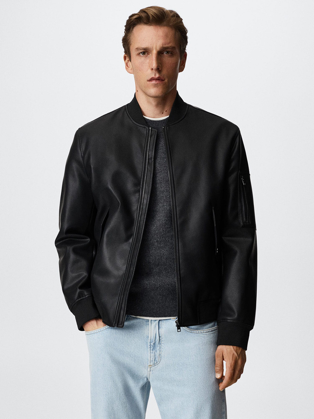 Buy MANGO MAN Faux Leather Effect Sustainable Jacket Jackets for Men 20841222 Myntra