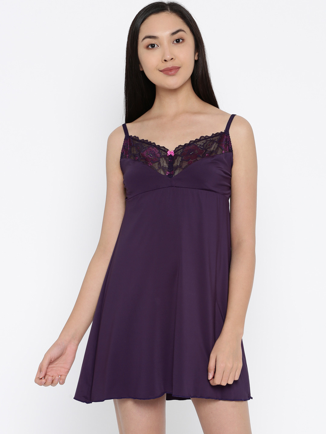 Buy Enamor Purple Babydoll Nightdress N081 Baby Dolls for Women