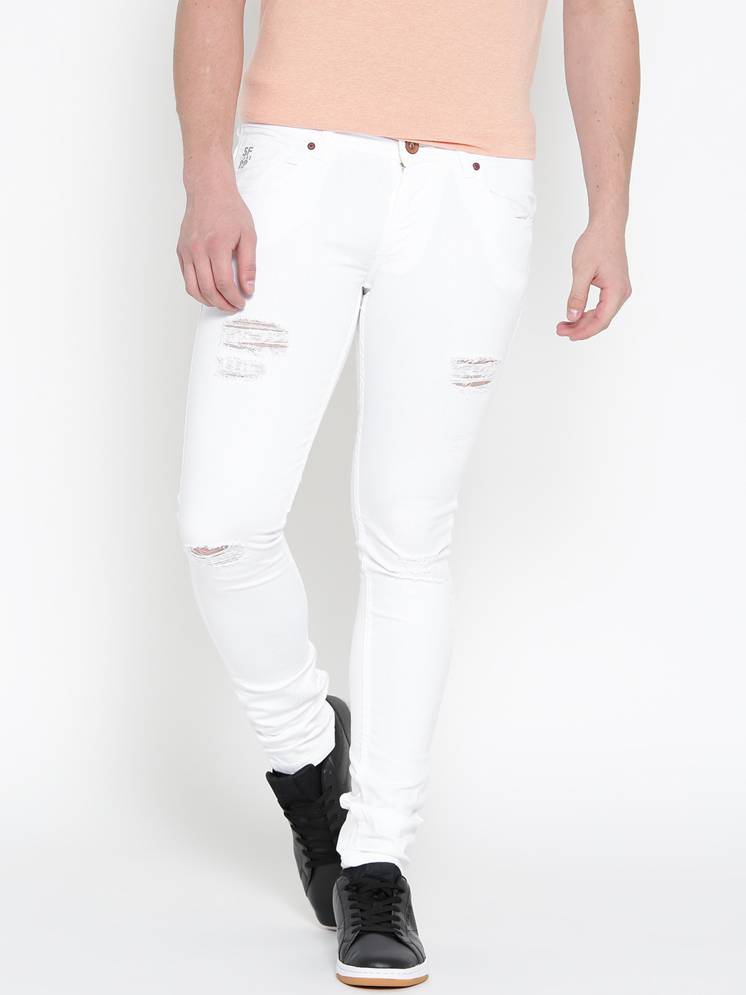 Buy SF JEANS By Pantaloons Men White Super Skinny Fit Mildly Distressed