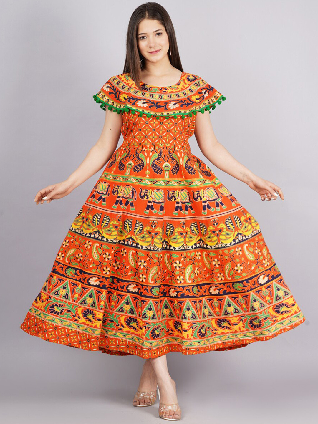 Clothing woman's Elegant Look Ethnic Wear Cotton Petticoat Orange Pack of 1