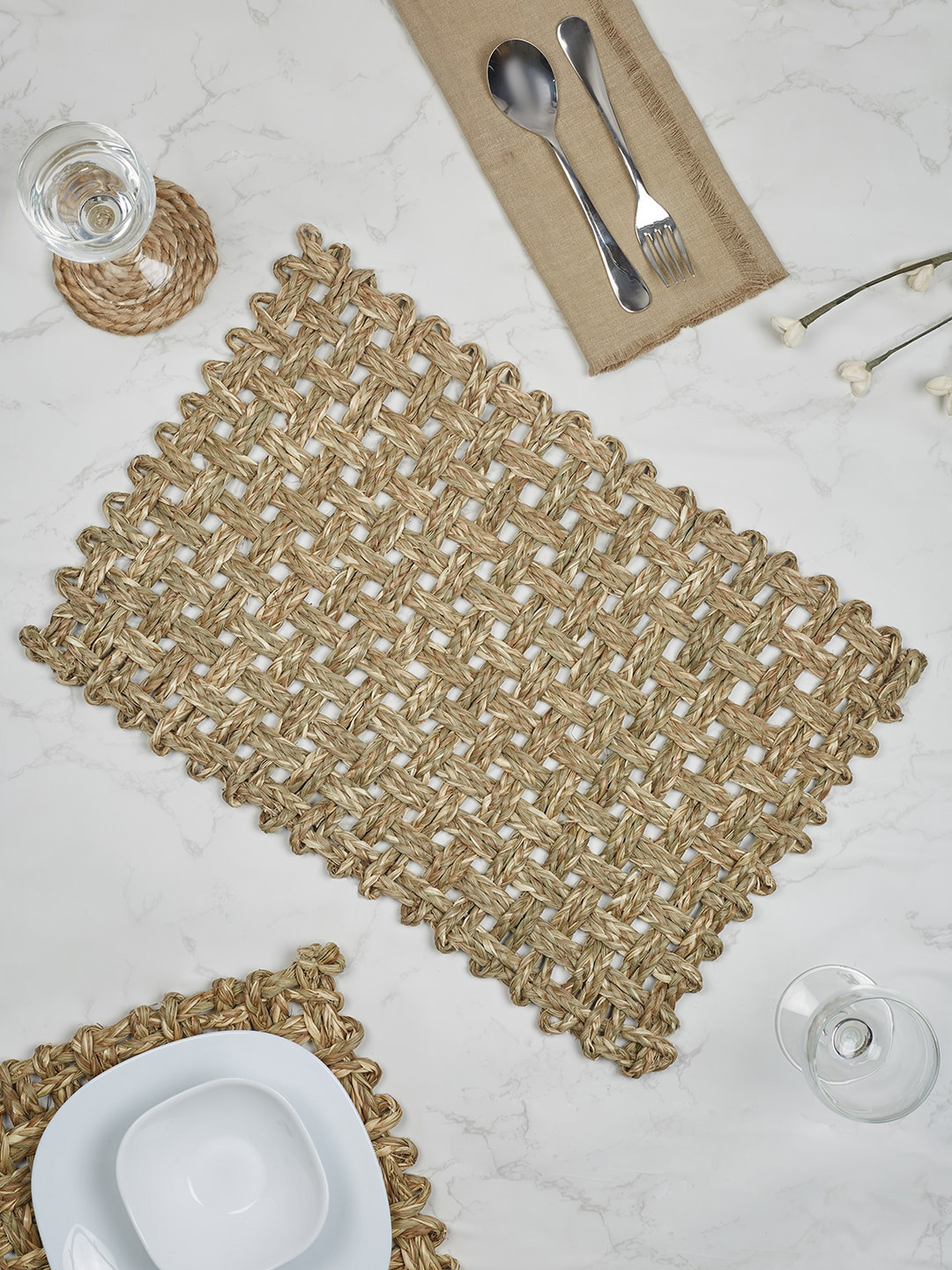 Buy HomeTown Brown Solid Seagrass Placemats Table Placemats for