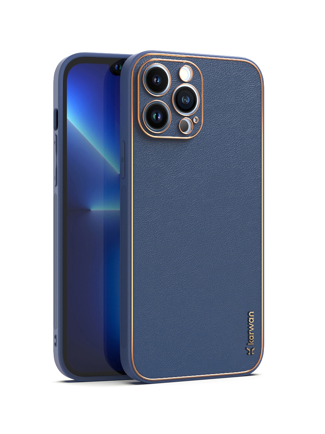 Buy Karwan Blue & Gold Colored Solid IPhone 11 Pro Max Phone Back Cover