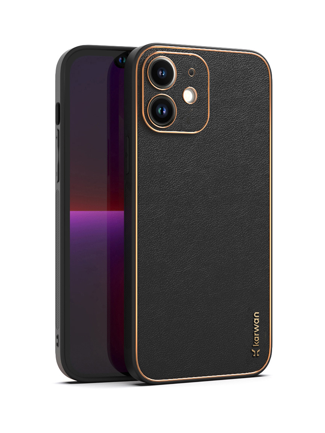 Buy Karwan Black Leather IPhone 12 Mini Back Case Mobile Accessories