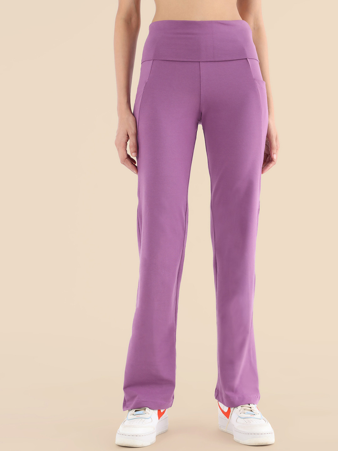 Buy Nite Flite Soft Lilac Women Purple Yoga Cotton Track Pants Track