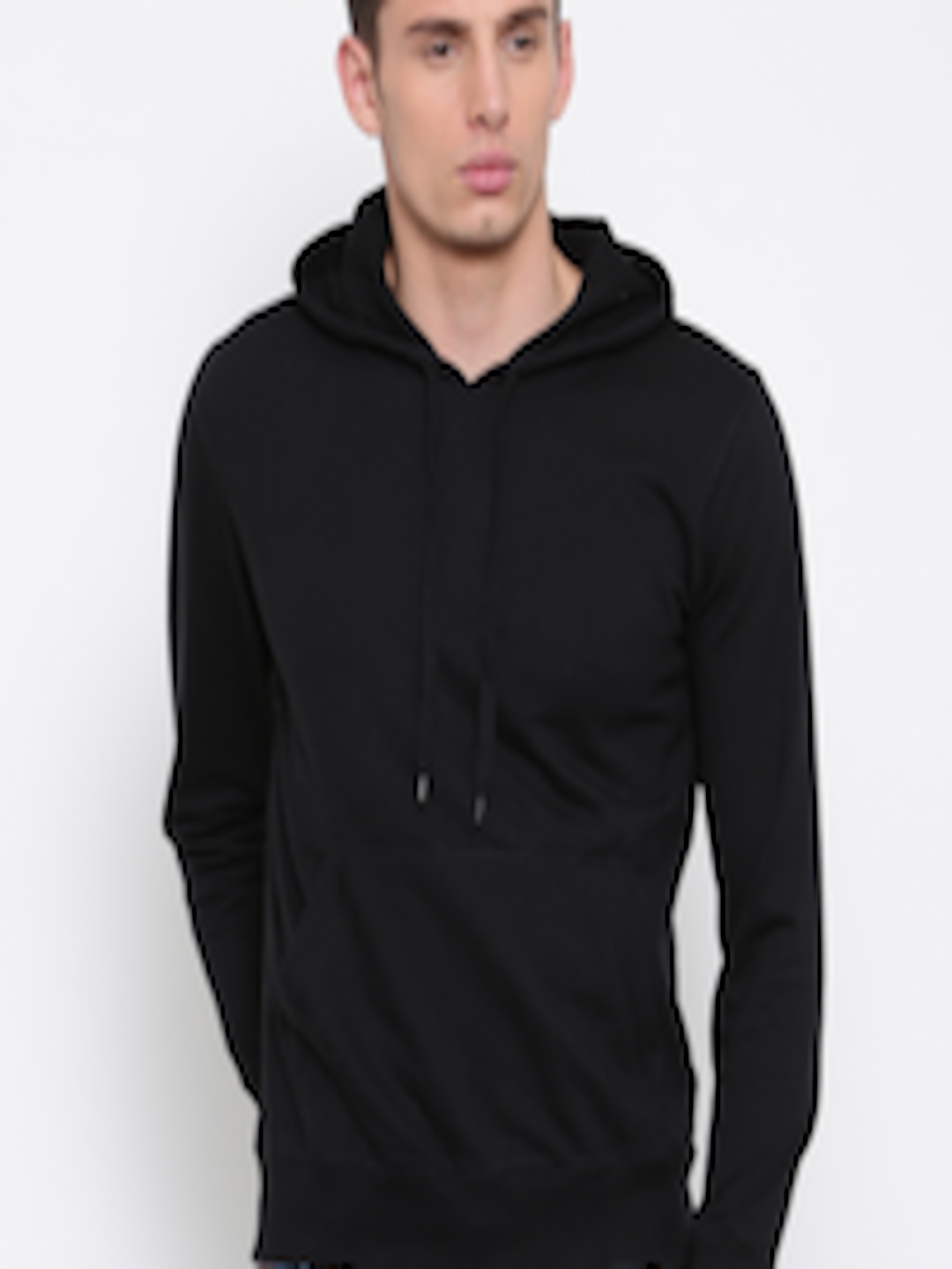 Buy Sports52 Wear Men Black Solid Hooded Sweatshirt - Sweatshirts for ...