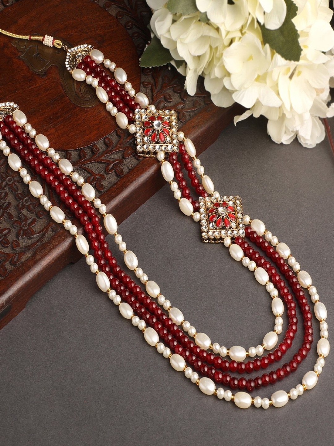 maroon moti mala