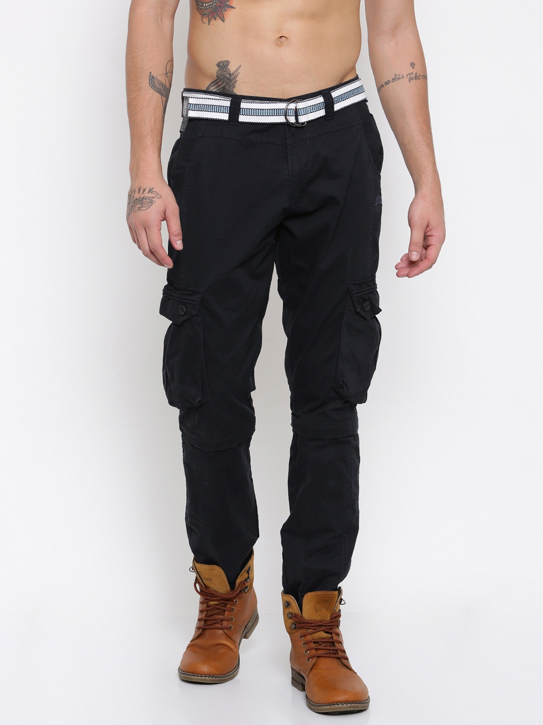 navy blue cargo trousers