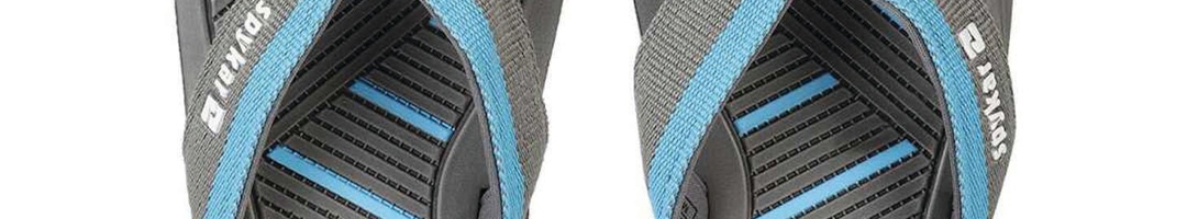 Buy SPYKAR Men Blue & Grey Striped Rubber Thong Flip Flops - Flip Flops ...