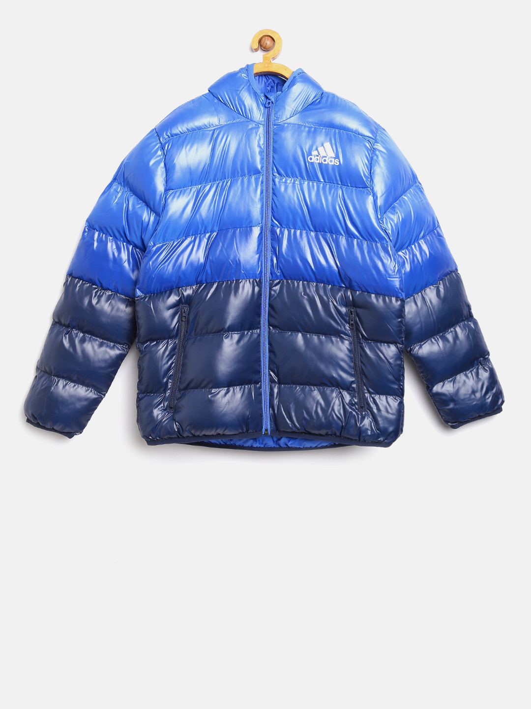 Buy ADIDAS Boys Blue SD BTS Colourblocked Hooded Puffer Jacket