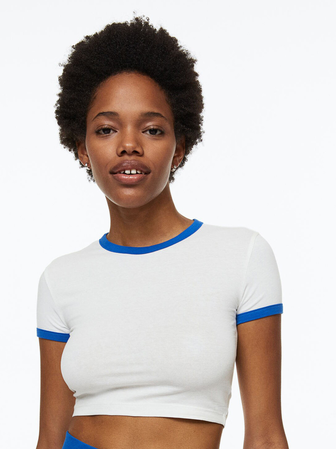 Buy H&M Women Blue & White 2 Pack Cropped Tops Tops for Women