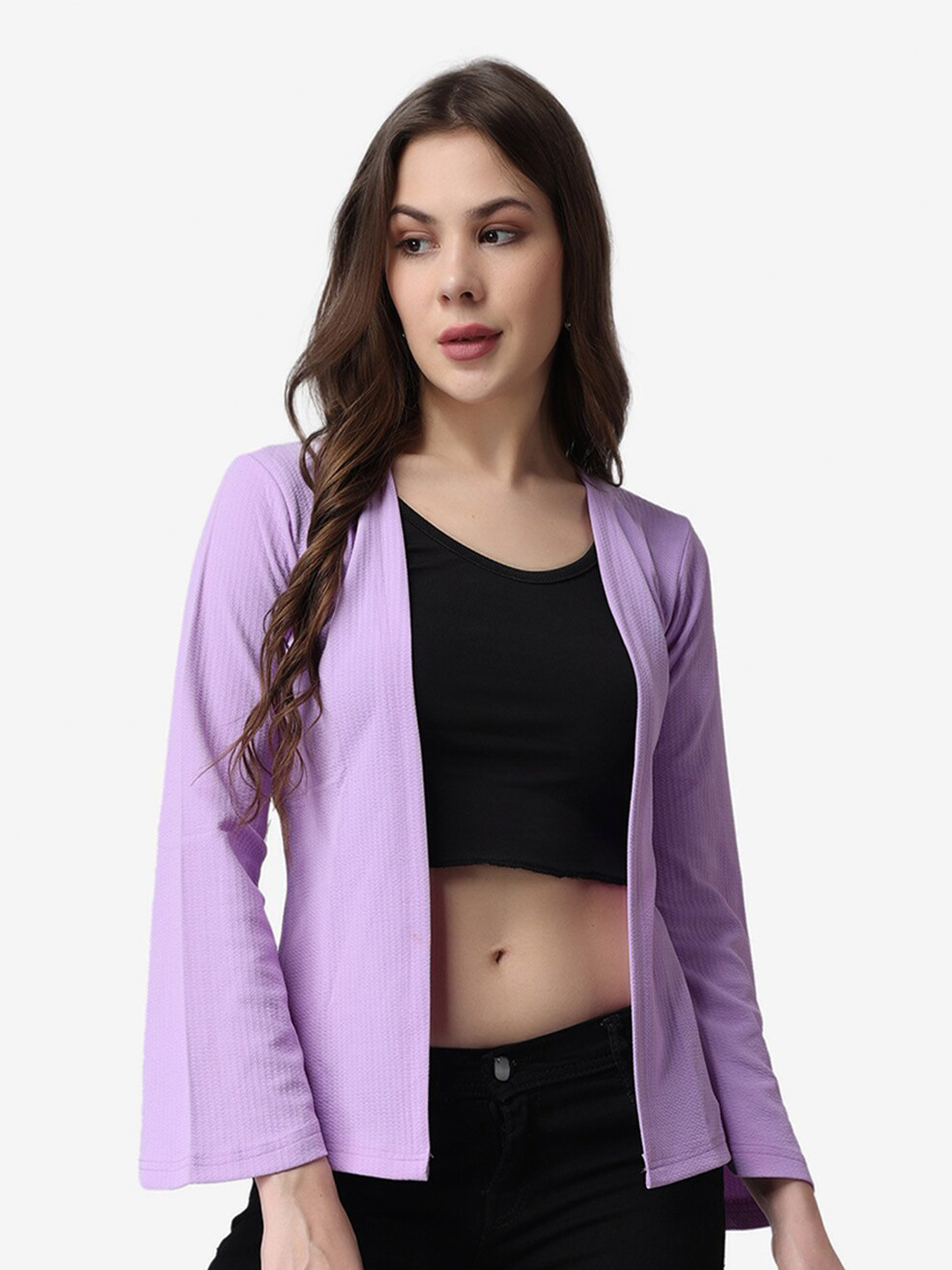 Buy Popwings Women Lavender Front Open Shrug Shrug for Women 20867666