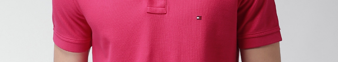 Buy Tommy Hilfiger Men Pink Solid Polo Collar T Shirt - Tshirts for Men ...