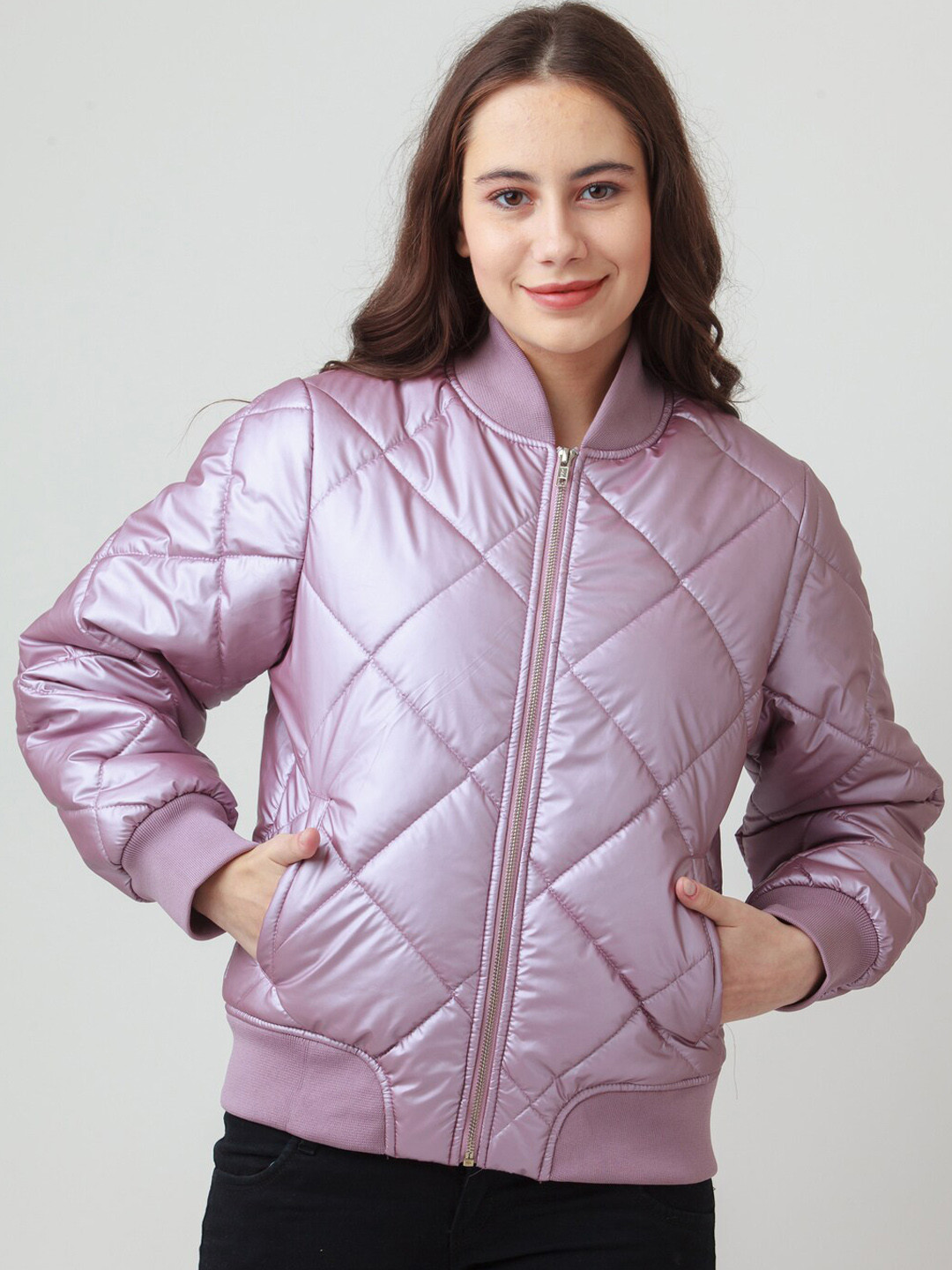Buy Zink London Women Lavender Bomber Jacket Jackets for Women