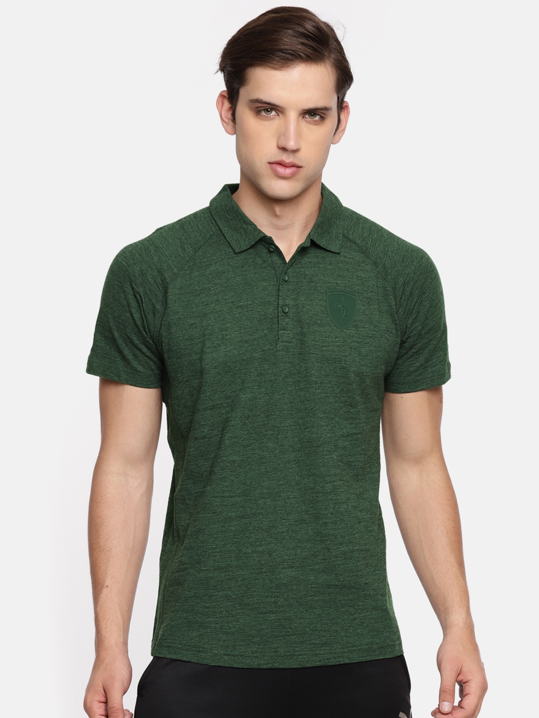 Buy Olive Green Ferrari Ll Solid Polo Collar T Shirt