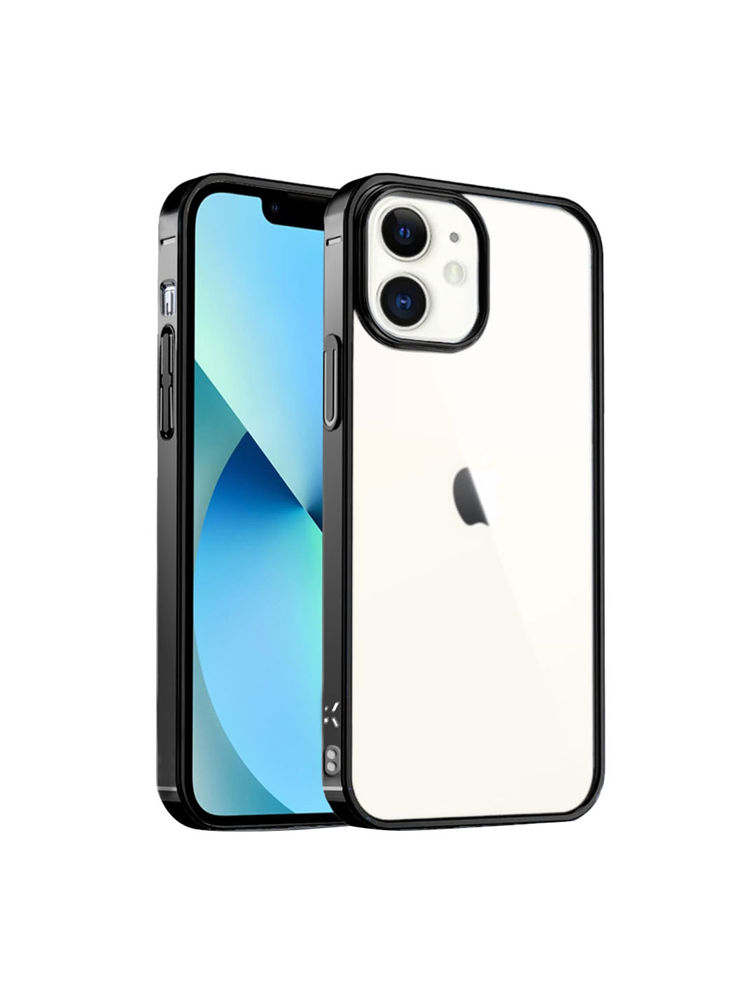 Buy Karwan Transparent & Black Solid IPhone 12 Phone Back Case Mobile