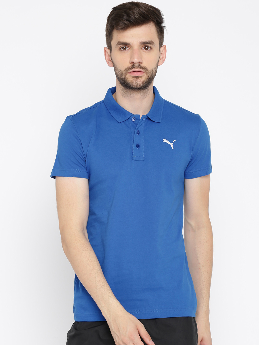 Buy Puma Men Blue Slim Fit Solid ESS Jersey Polo Collar T Shirt - Tshirts for Men 2087698 | Myntra