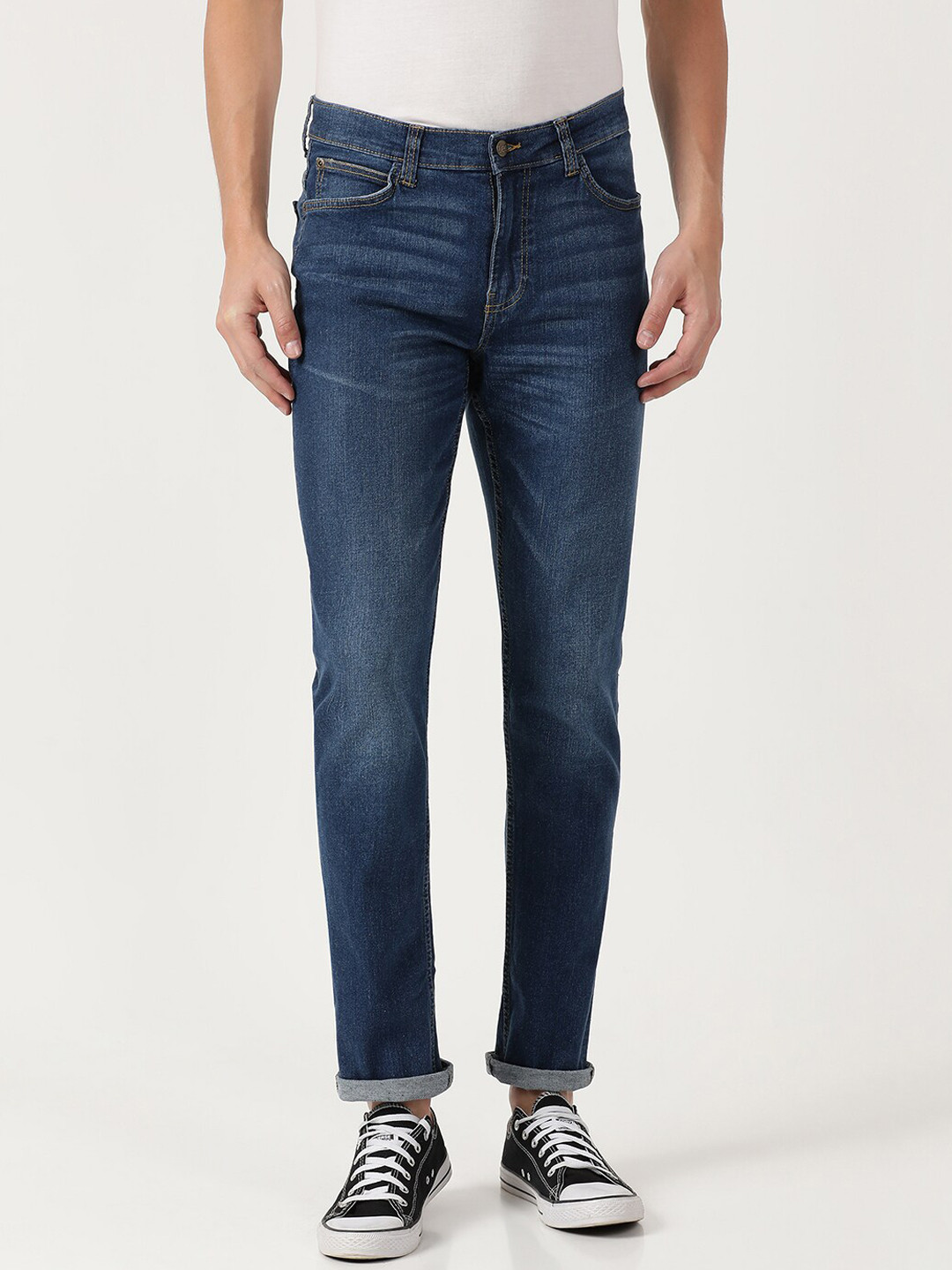 lee skinny men's blue jeans