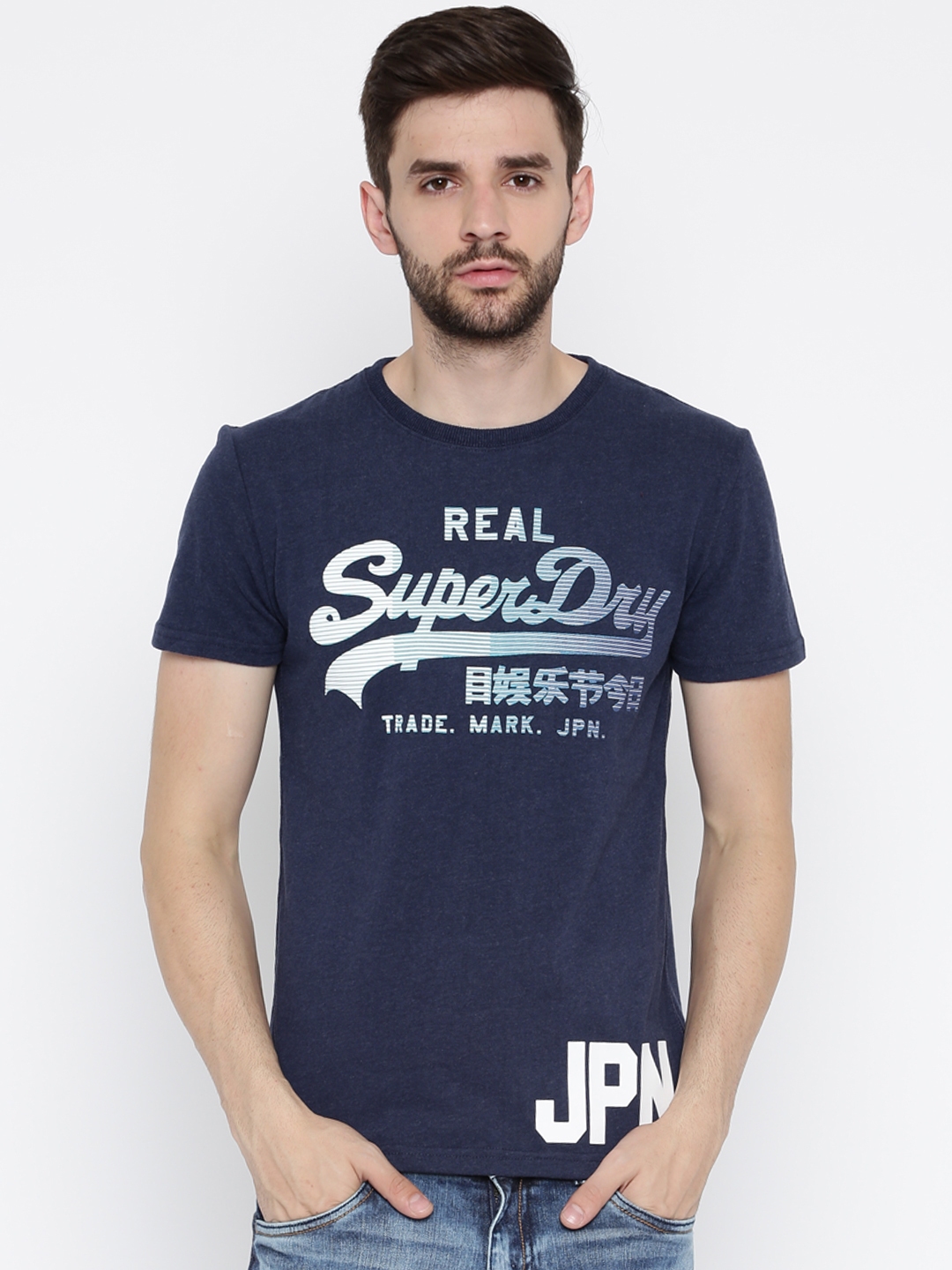 Buy Superdry Men Blue Printed Round Neck T Shirt - Tshirts for Men ...