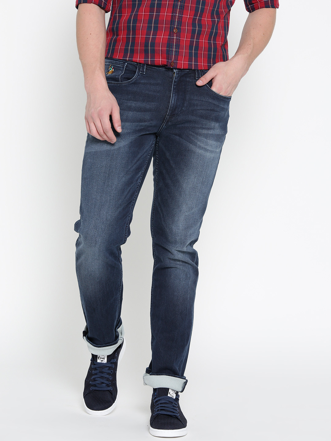 Buy U.S. Polo Assn. Denim Co. Men Navy Mid Rise Low Distress Stretchable Jeans - Jeans for Men 