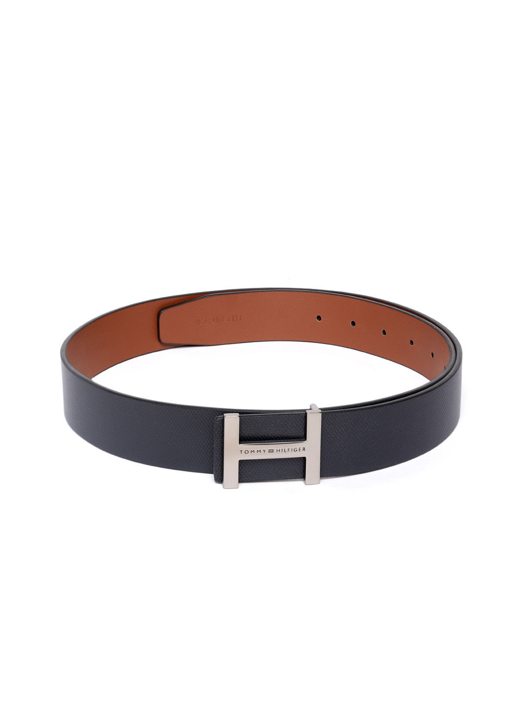 Buy Tommy Hilfiger Men Navy Blue Reversible Leather Belt Belts for