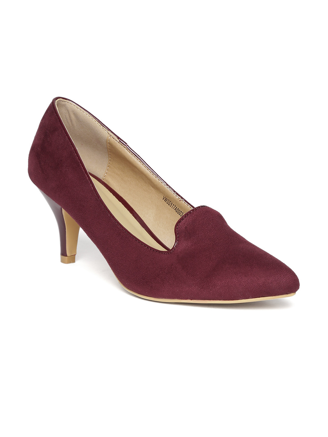 Buy Van Heusen Women Burgundy Solid Pumps Heels for Women 2088401