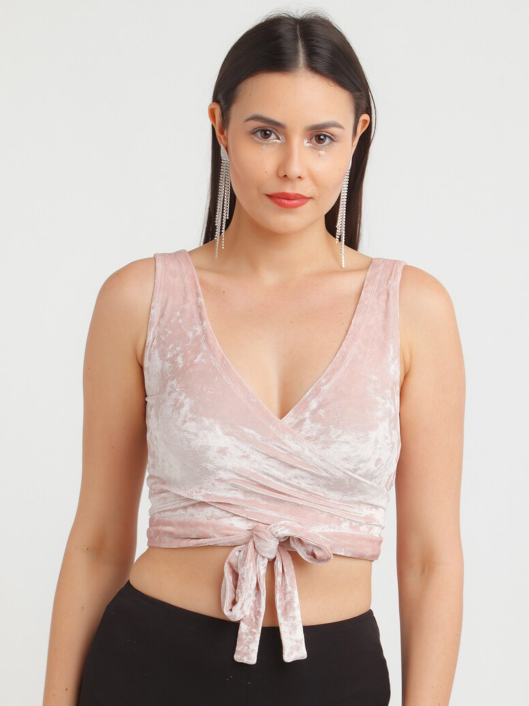 Buy Zink Z Pink & White Tie And Dye Wrap Crop Top - Tops for Women 20886634 | Myntra