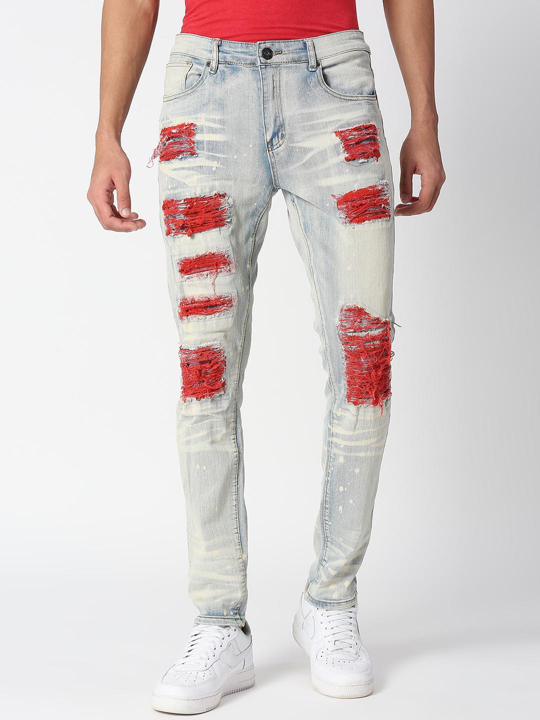 Jeans Skinny Premium Bleu Délavé (Distressed) - Taille 28 - Longueur 33" - Occasion