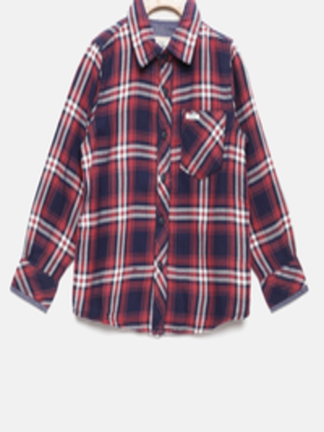 Buy Pepe Jeans Boys Red & Navy Blue Regular Fit Checked Casual Shirt ...