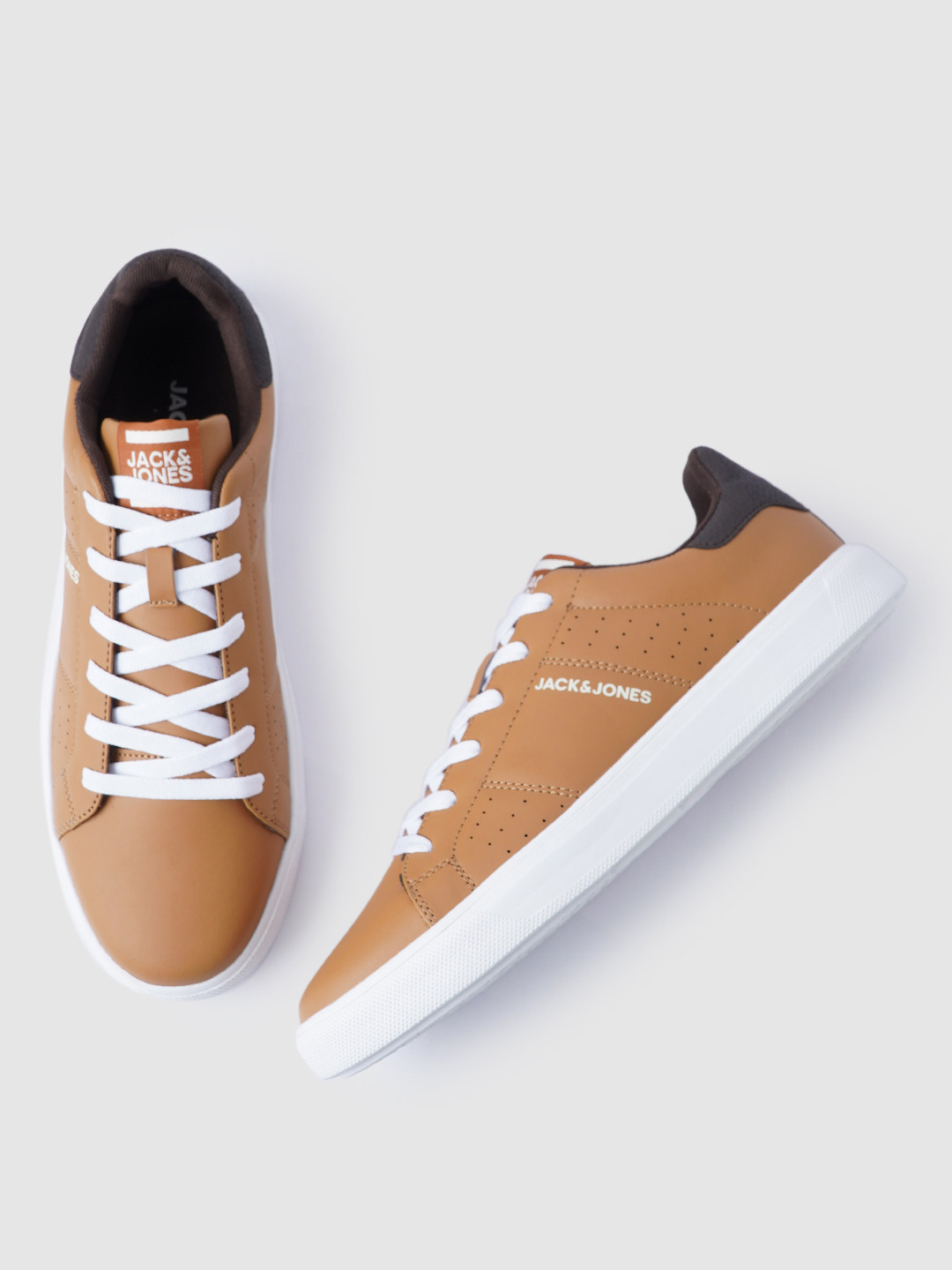 Buy Jack & Jones Men Brown PU Lace Up Sneakers - Casual Shoes for Men ...