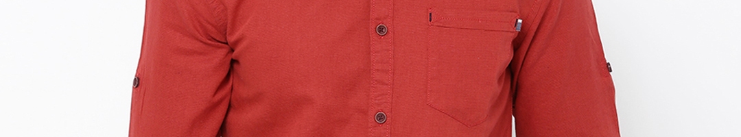 Buy LOCOMOTIVE Men Red Slim Fit Solid Casual Shirt - Shirts for Men ...
