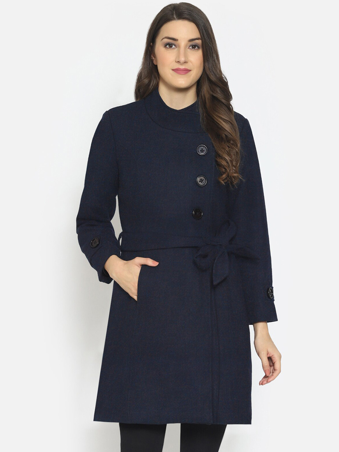 Buy Martini Women Navy Blue Pure Wool Coat Coats for Women 20904130