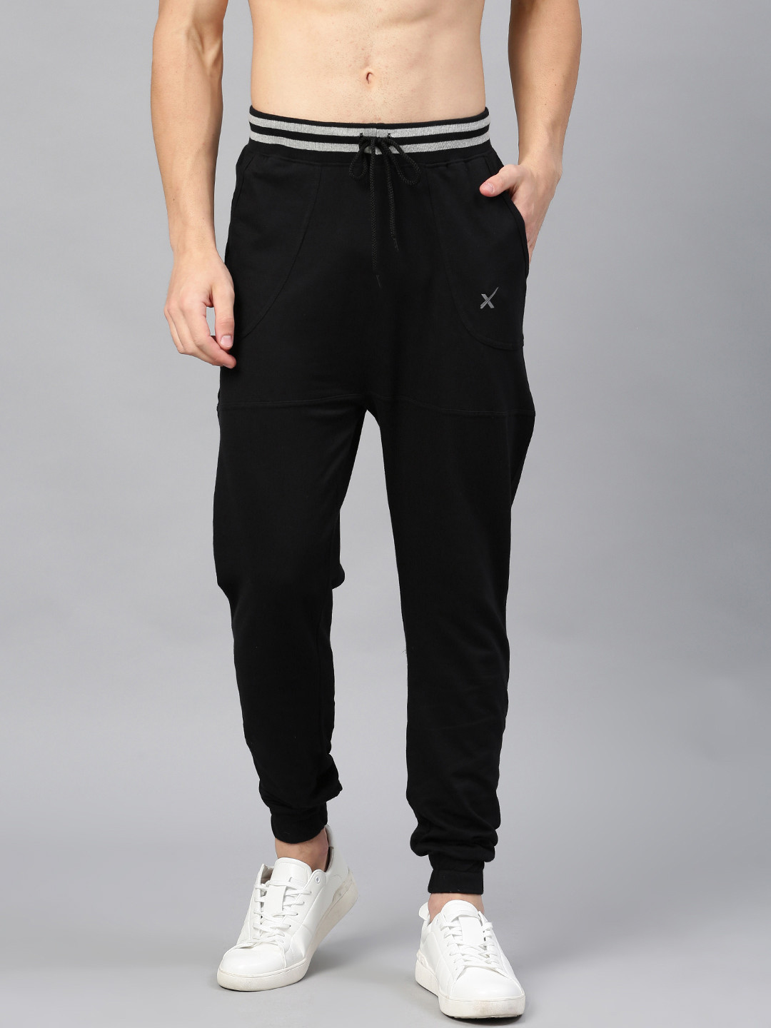 HRX Active by Hrithik Roshan Black Drop-Crotch Joggers