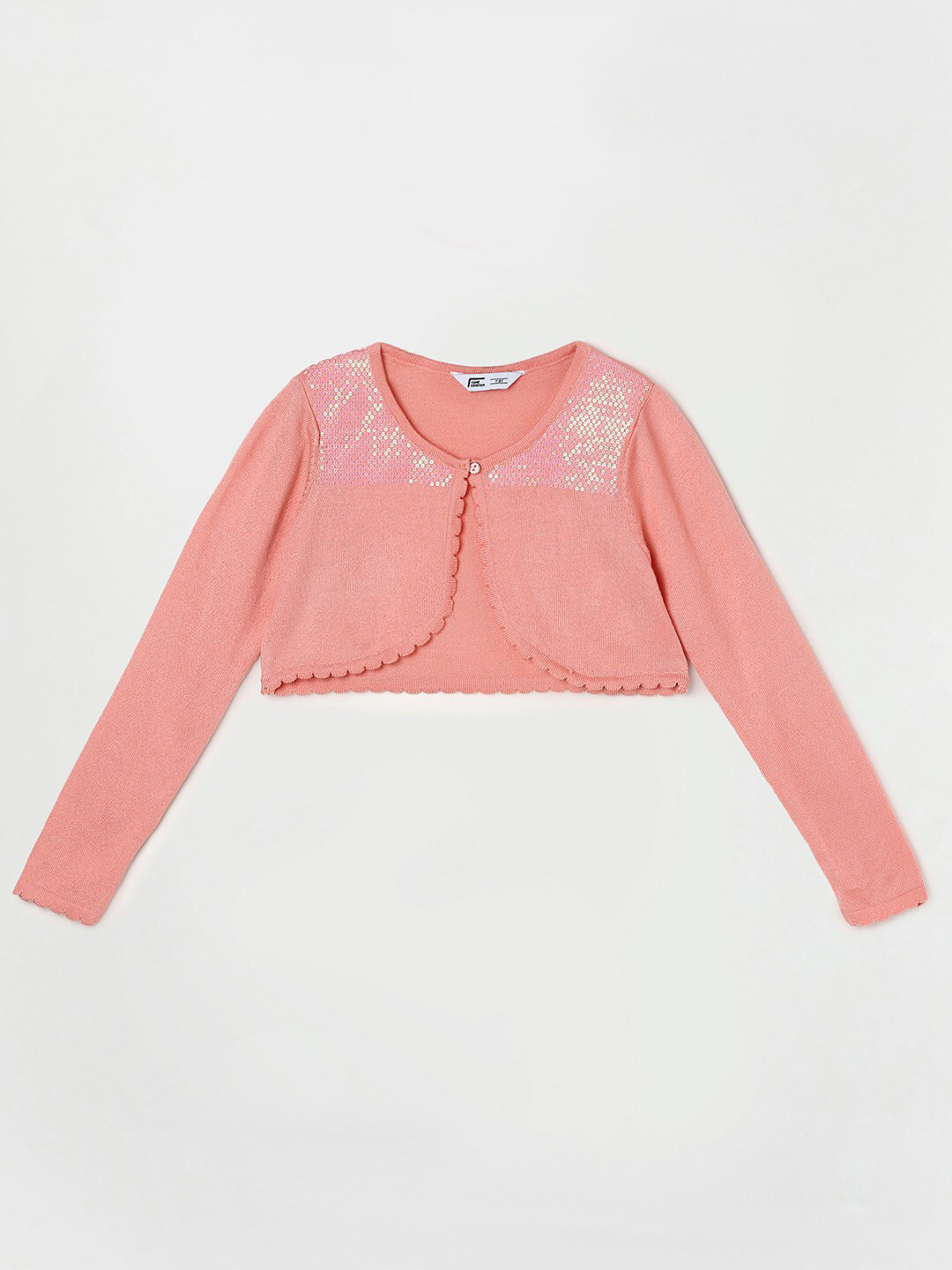 Buy Fame Forever By Lifestyle Girls Peach Coloured Embellished Crop