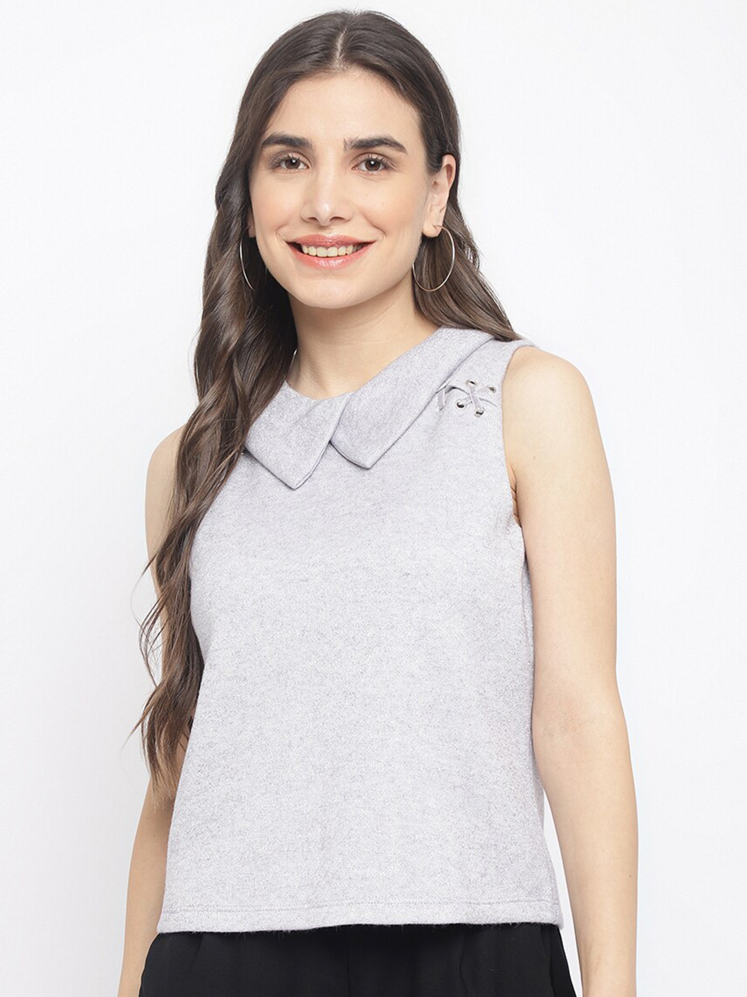 Girls White Peter Pan Collar Top With Denim Dungaree Sets main image 0