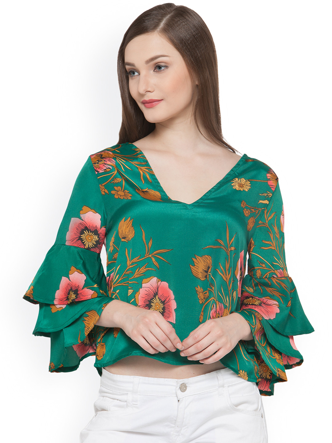 Women Green Floral Printed Top