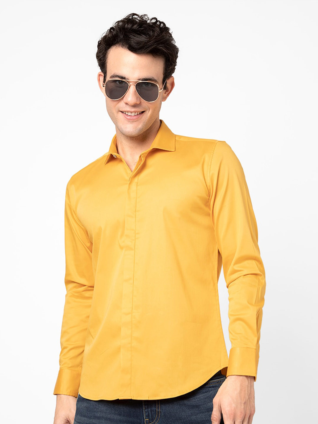 Buy Snitch Men Yellow Slim Fit Cotton Casual Shirt Shirts for Men