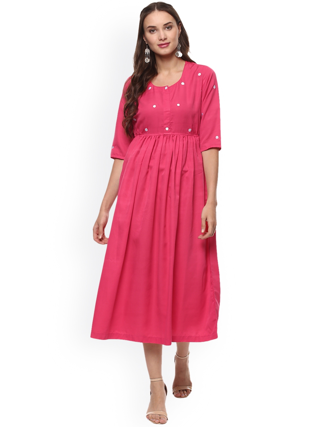 Buy Kira Women Pink Embroidered A Line Dress - Dresses for Women ...