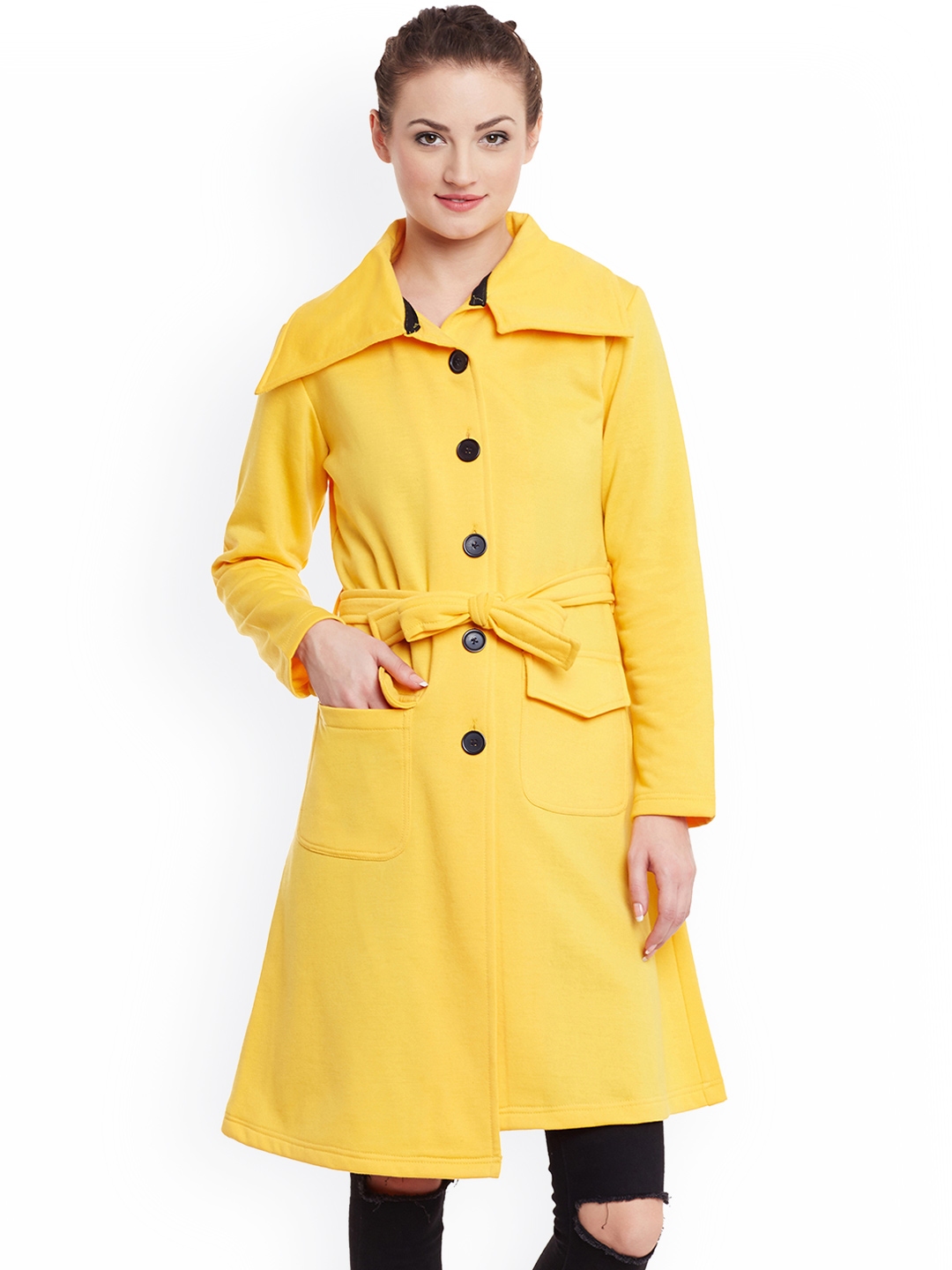 Buy Belle Fille Yellow Trench Coat - Coats for Women 2091939 | Myntra
