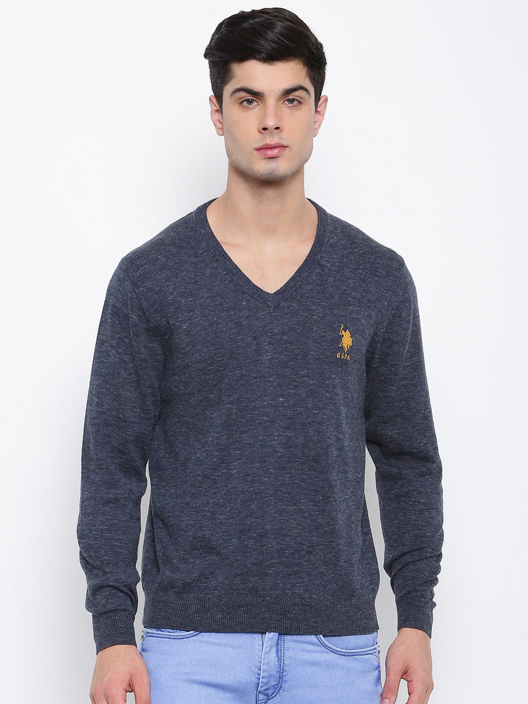 Buy U.S. Polo Assn. Men Navy Blue Solid Pullover - Sweaters for Men 2092355 | Myntra