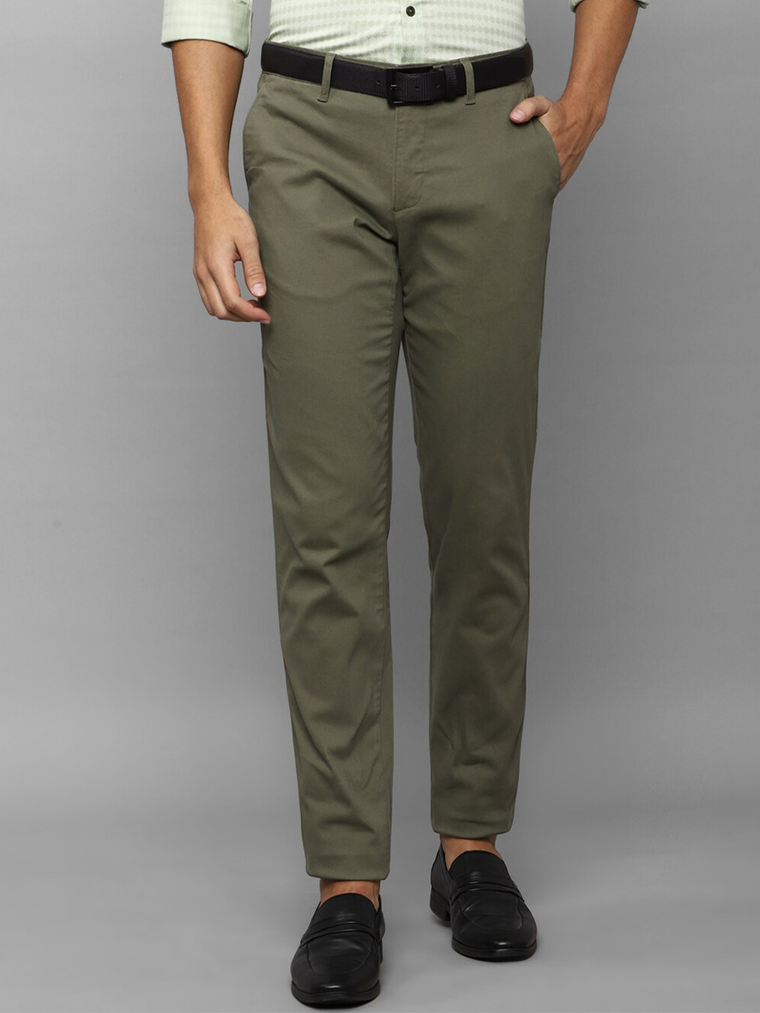 Buy Louis Philippe Sport Men Olive Green Slim Fit Chinos Trousers ...